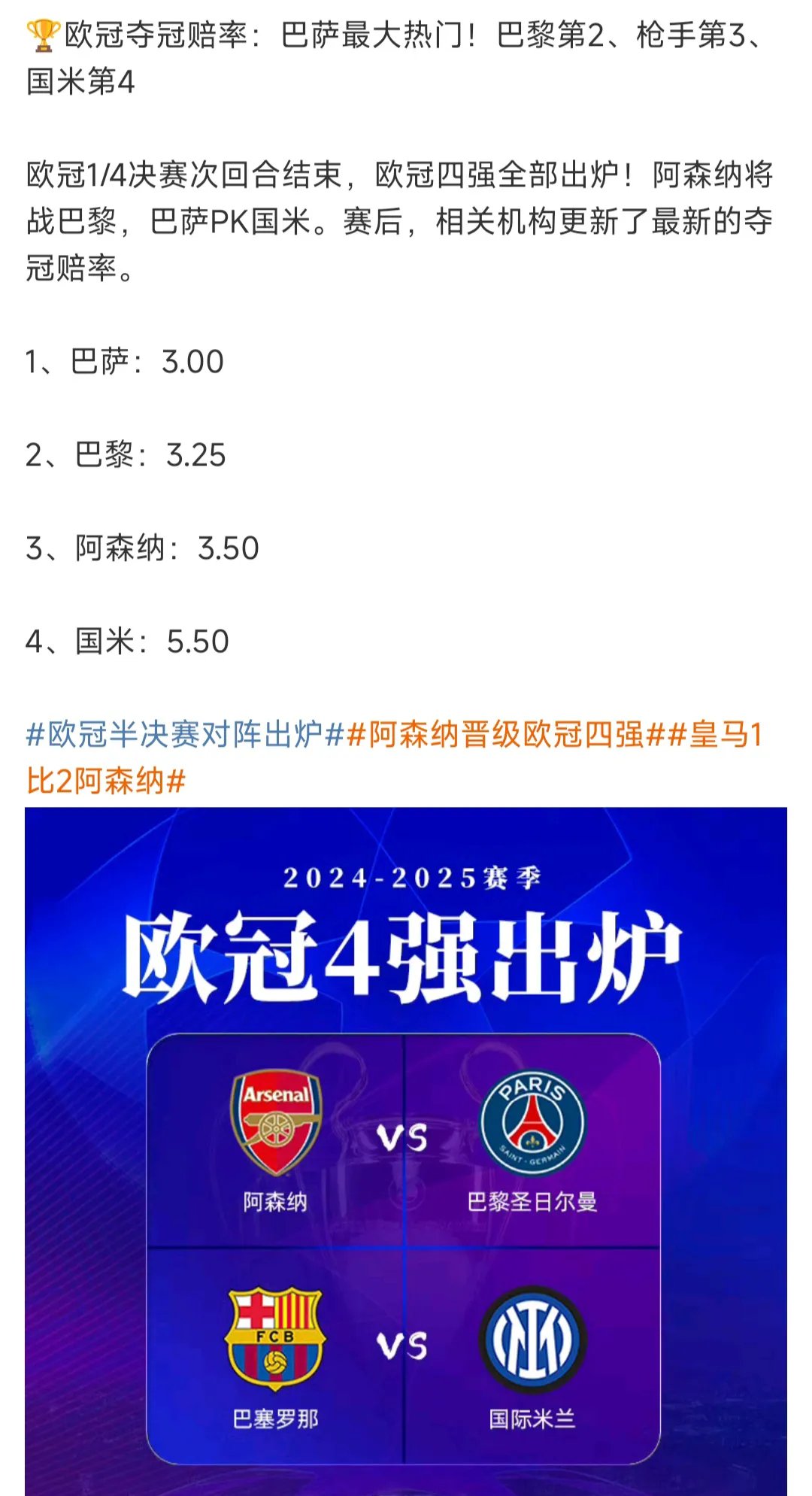 巴塞罗那神奇反转，晋级欧冠四强